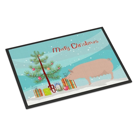 Carolines Treasures English Large White Pig Christmas Indoor or Outdoor Mat, 24 x 36 in. BB9305JMAT